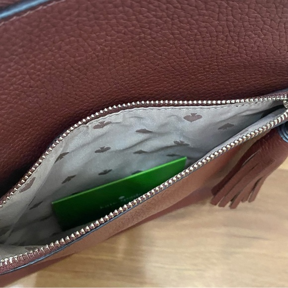 KATE SPADE Port Brown Leather On Purpose Zip Pocket Crossbody Bag - Picture 12 of 16